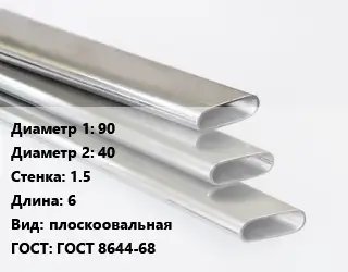 Труба плоскоовальная 90х40 s=1.5 L=6 плоскоовальная ГОСТ: ГОСТ 8644-68